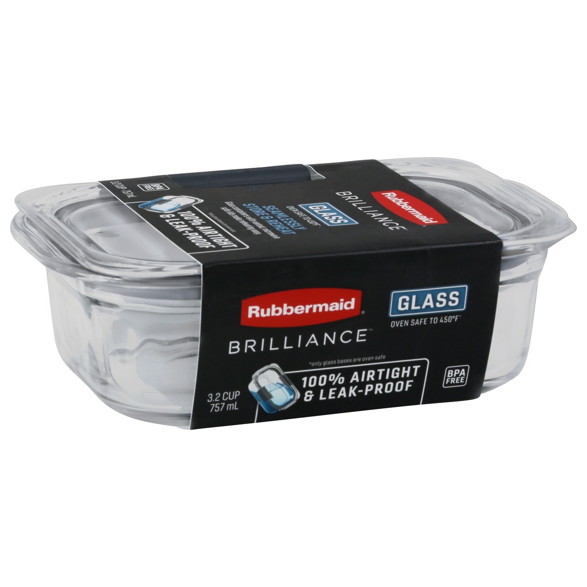 slide 1 of 8, Rubbermaid Brilliance 3.2-Cup Glass Food Storage Container with Lid, 1 ct