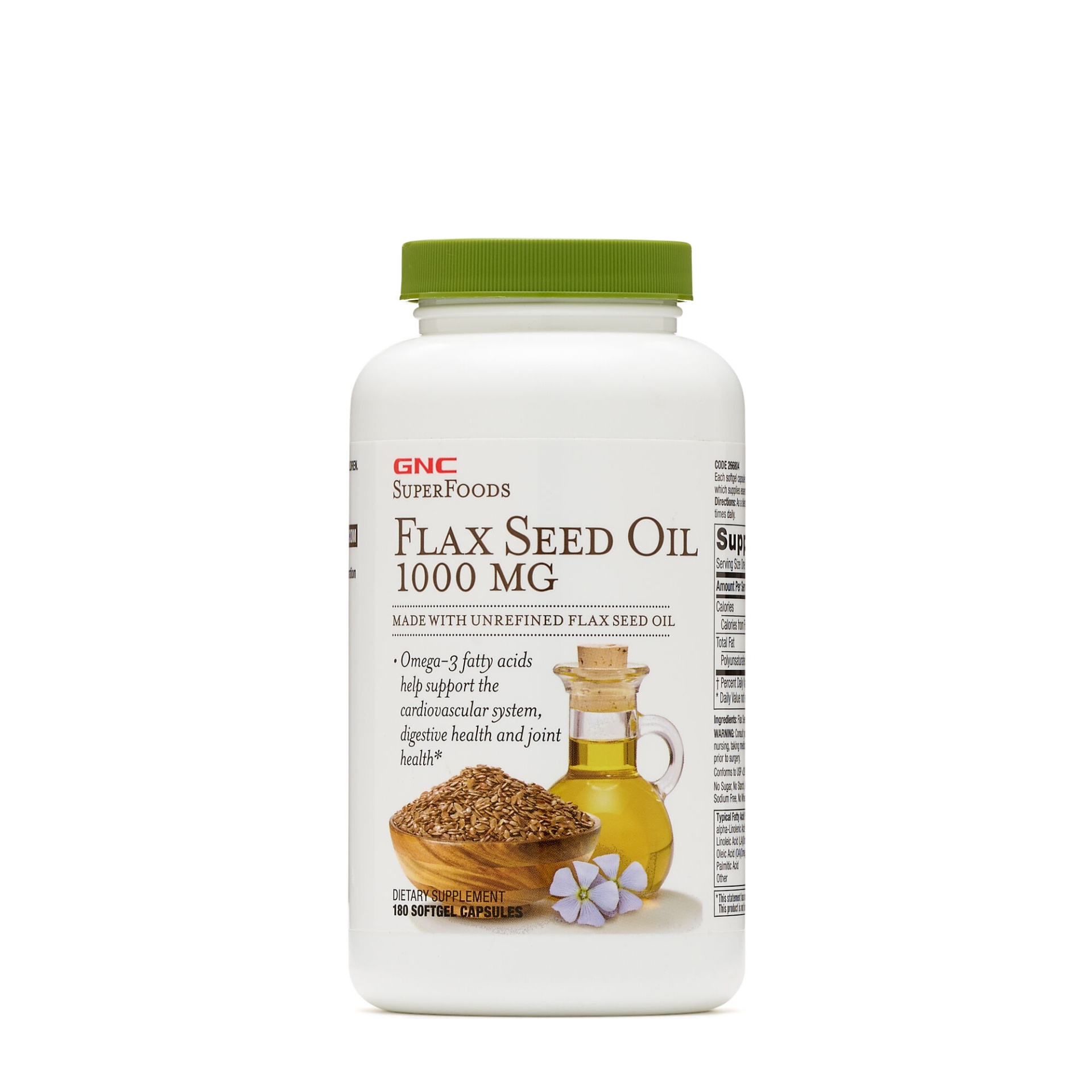 slide 1 of 1, GNC SuperFoods Flax Seed Oil 1000 MG, 180 ct