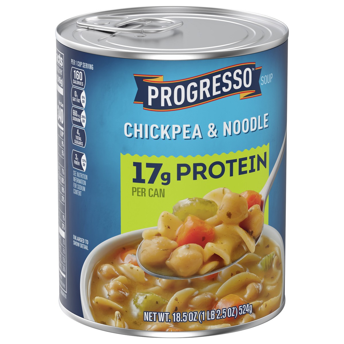 slide 5 of 9, Progresso Chickpea & Noodle Protein Soup, Vegetarian, 18.5 oz., 18.5 oz