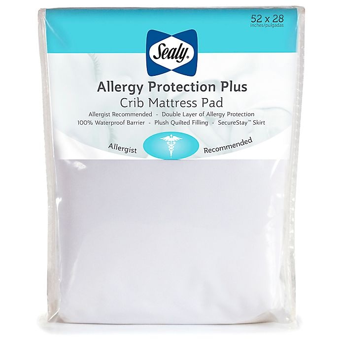 slide 1 of 1, Sealy Allergy Protection Plus Crib Mattress Pad - White, 1 ct