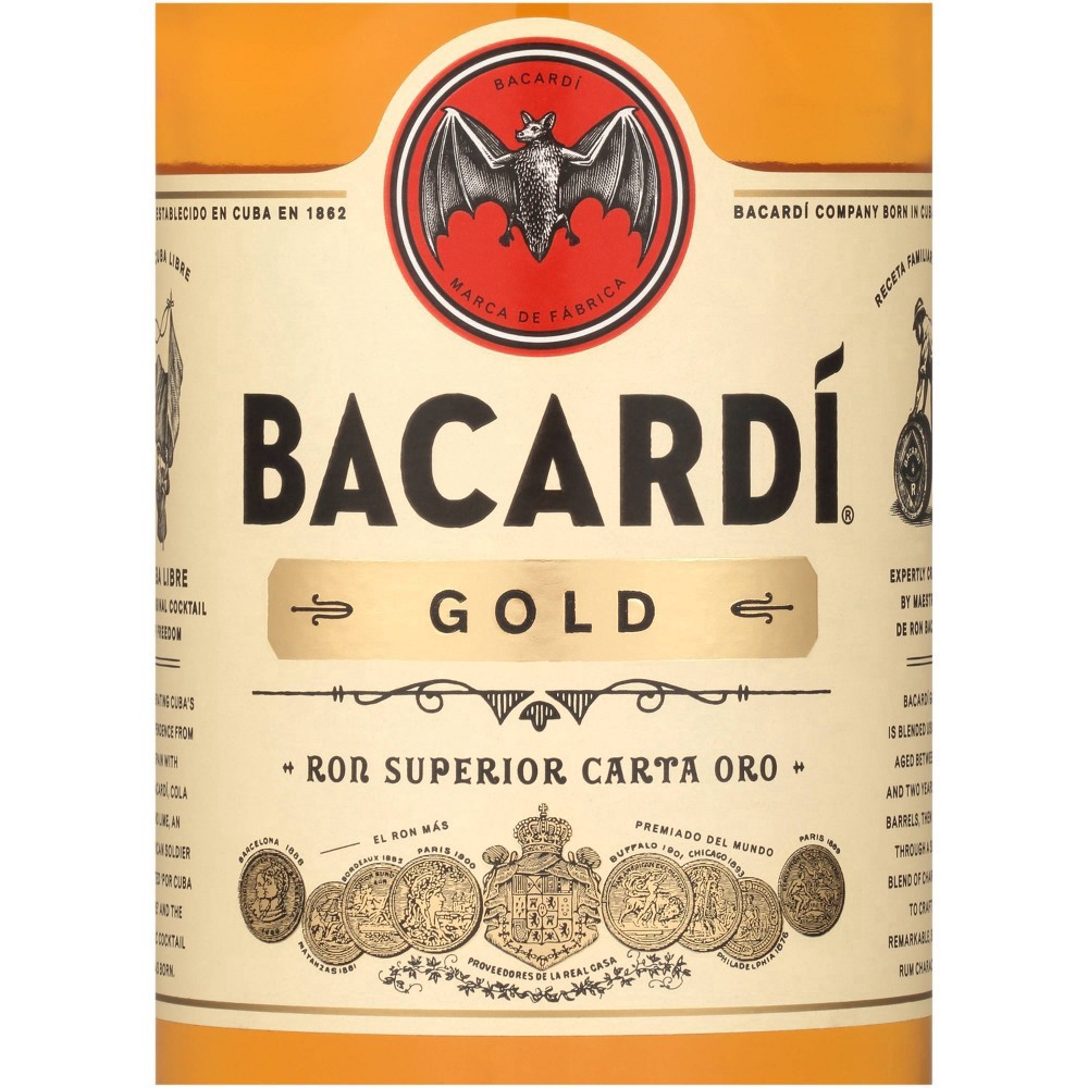 slide 10 of 11, Bacardí Bacardi Gold Rum, Gluten Free 40% 37.5Cl/375Ml, 375 ml