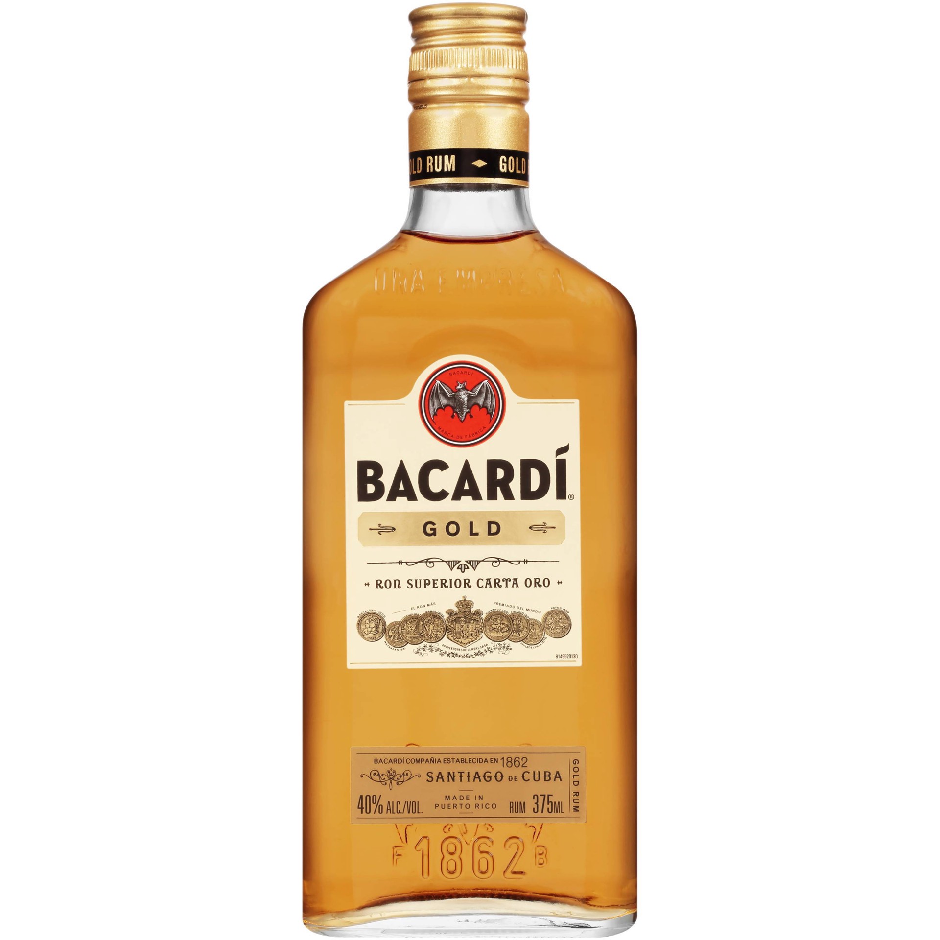 slide 1 of 6, Bacardi Gold Rum, 375 ml