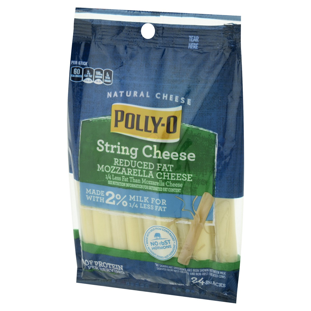 slide 8 of 10, Polly-O String Cheese Mozzarella Cheese Snacks with 2% Milk, 24 ct Sticks, 20 oz