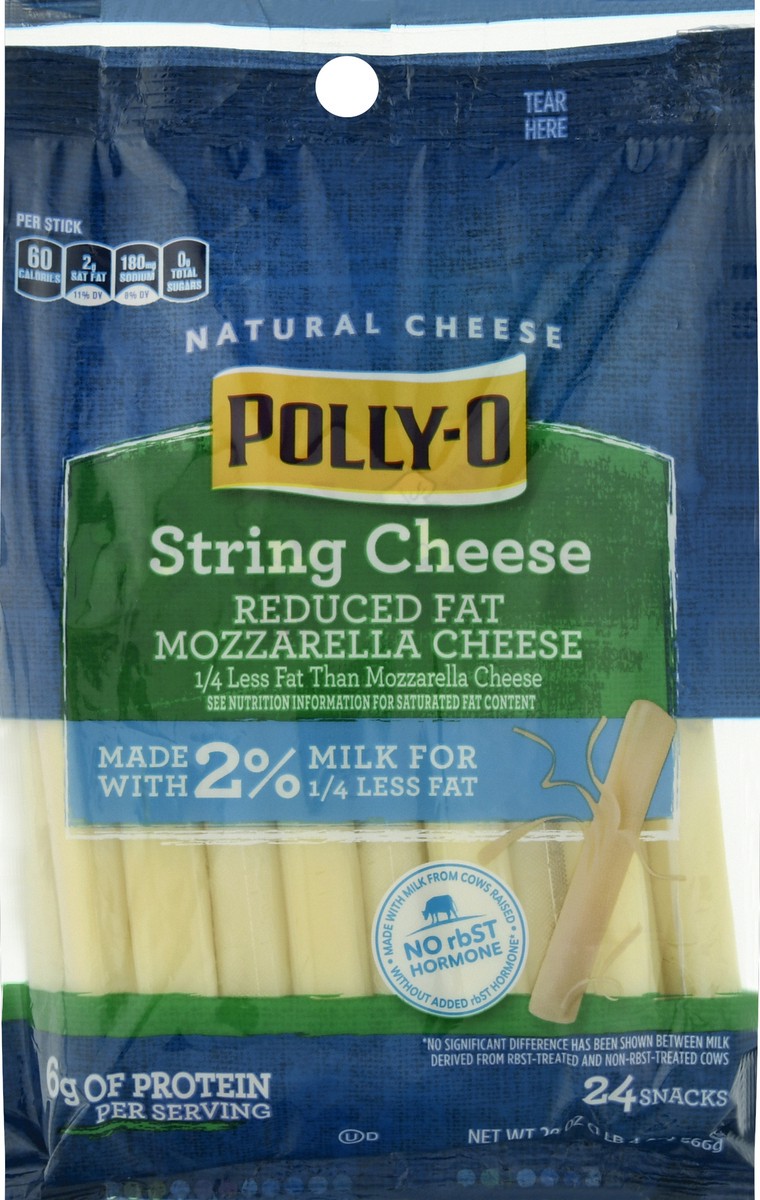 slide 3 of 10, Polly-O String Cheese Mozzarella Cheese Snacks with 2% Milk, 24 ct Sticks, 20 oz