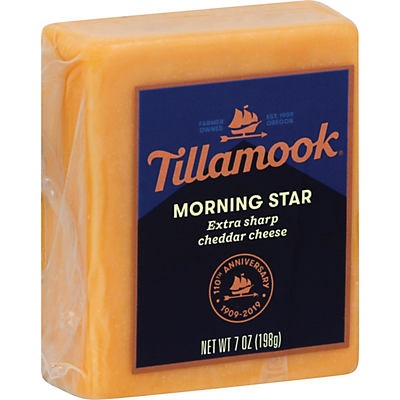 slide 1 of 1, Tillamook Morning Star Cheese Deli Cut Extra Sharp Cheddar, 7 oz