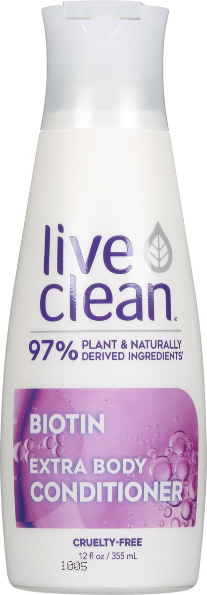 slide 4 of 11, Live Clean Biotin Extra Body Conditioner 12 fl. oz. Squeeze Bottle, 12 fl oz