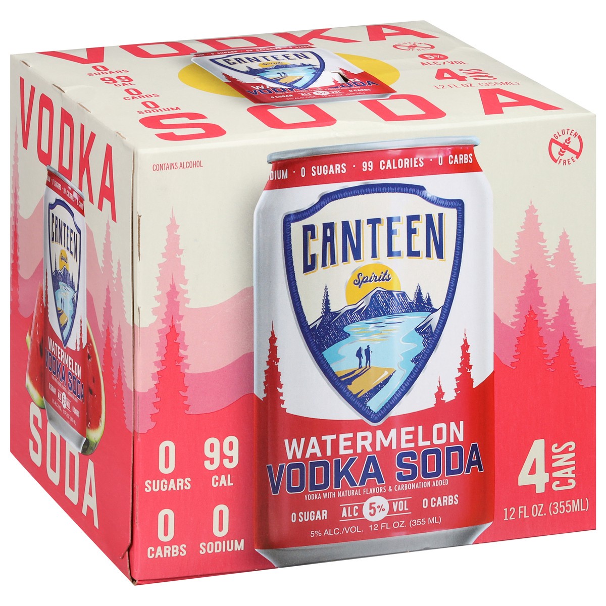 slide 7 of 9, Canteen Spirits Watermelon Vodka Soda 4 - 12 fl oz Cans, 48 fl oz