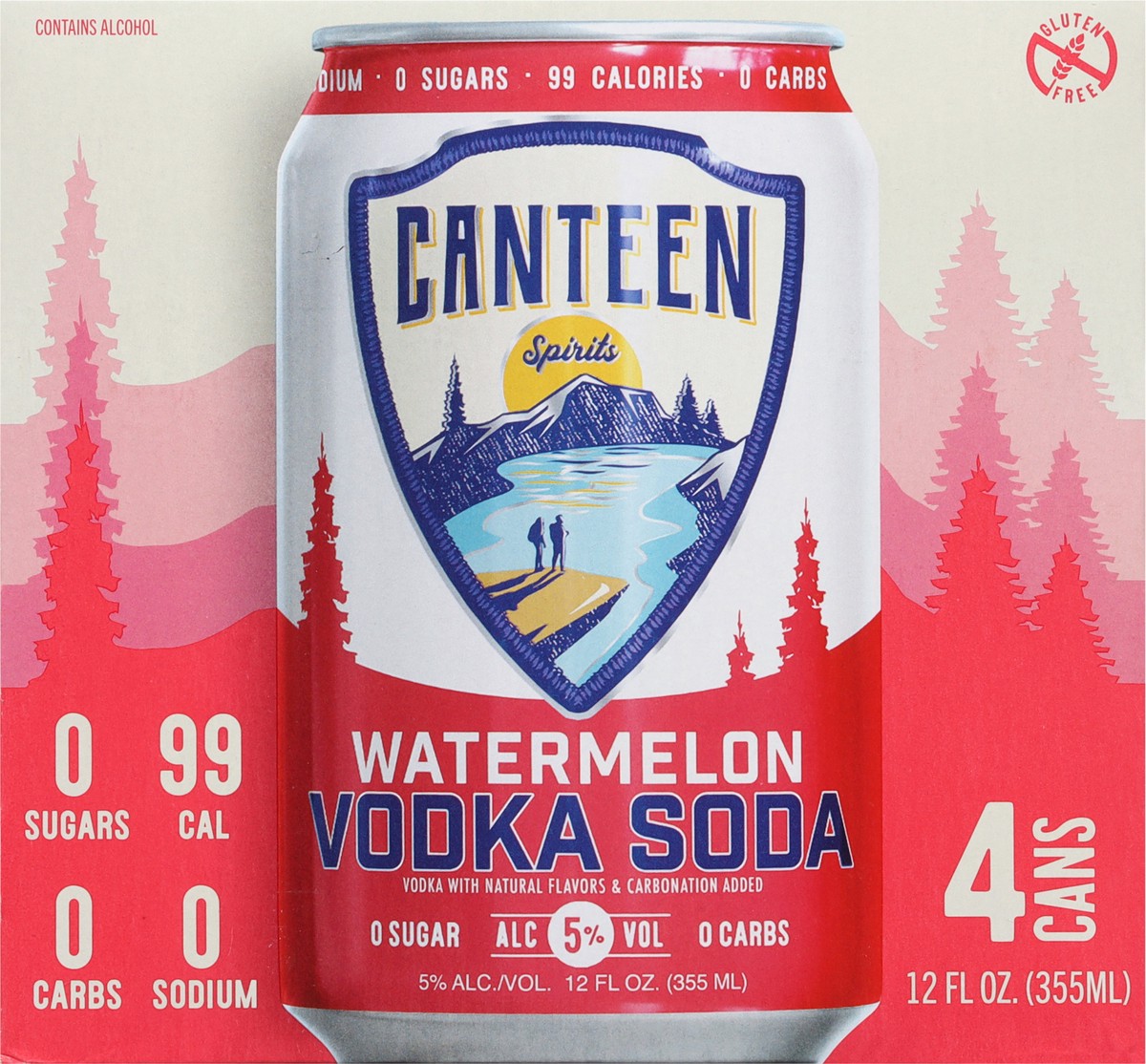 slide 6 of 9, Canteen Spirits Watermelon Vodka Soda 4 - 12 fl oz Cans, 48 fl oz