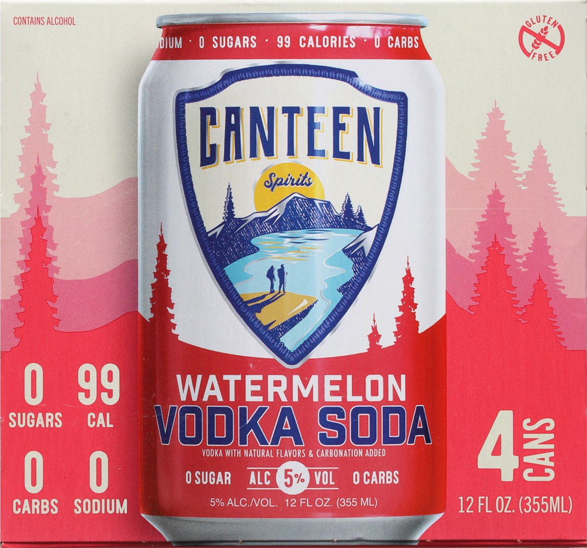slide 9 of 9, Canteen Spirits Watermelon Vodka Soda 4 - 12 fl oz Cans, 48 fl oz