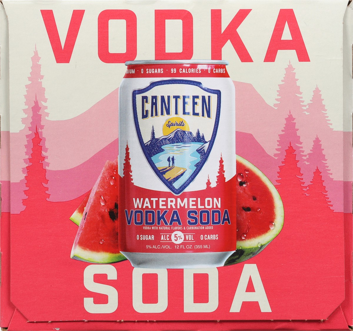 slide 8 of 9, Canteen Spirits Watermelon Vodka Soda 4 - 12 fl oz Cans, 48 fl oz