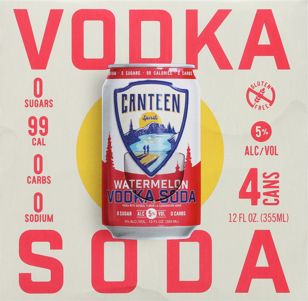 slide 4 of 9, Canteen Spirits Watermelon Vodka Soda 4 - 12 fl oz Cans, 48 fl oz