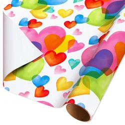 American Greetings Watercolor Heart Wrapping Paper, 20 sq ft