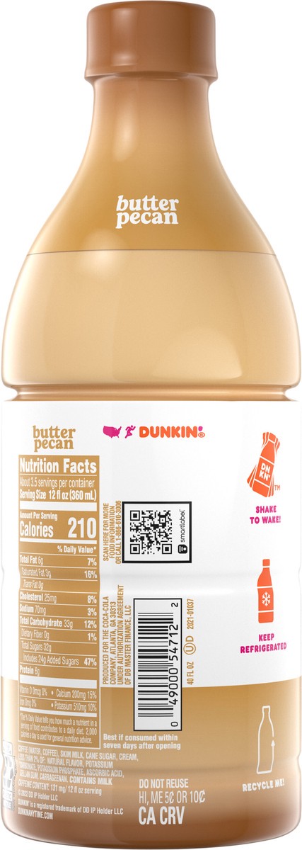 slide 5 of 11, DUNKIN' Dunkin Iced Coffee Butter Pecan - 40 fl oz, 40 fl oz