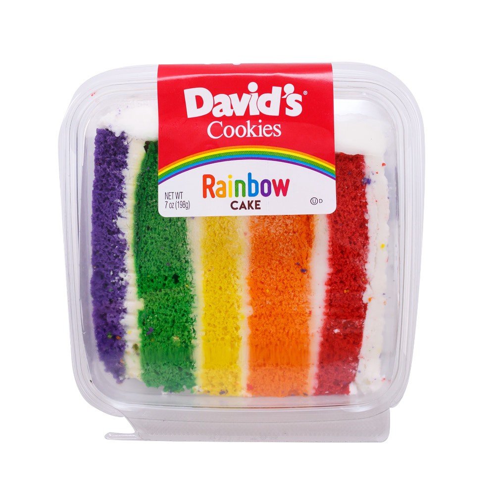 slide 1 of 1, David's Cookies Rainbow Cake Slice, 7 oz