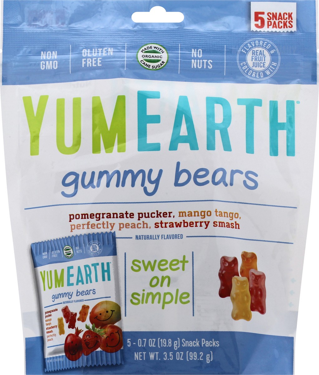 slide 7 of 10, YumEarth 5 Snack Packs Assorted Gummy Bears 5 ea, 5 ct