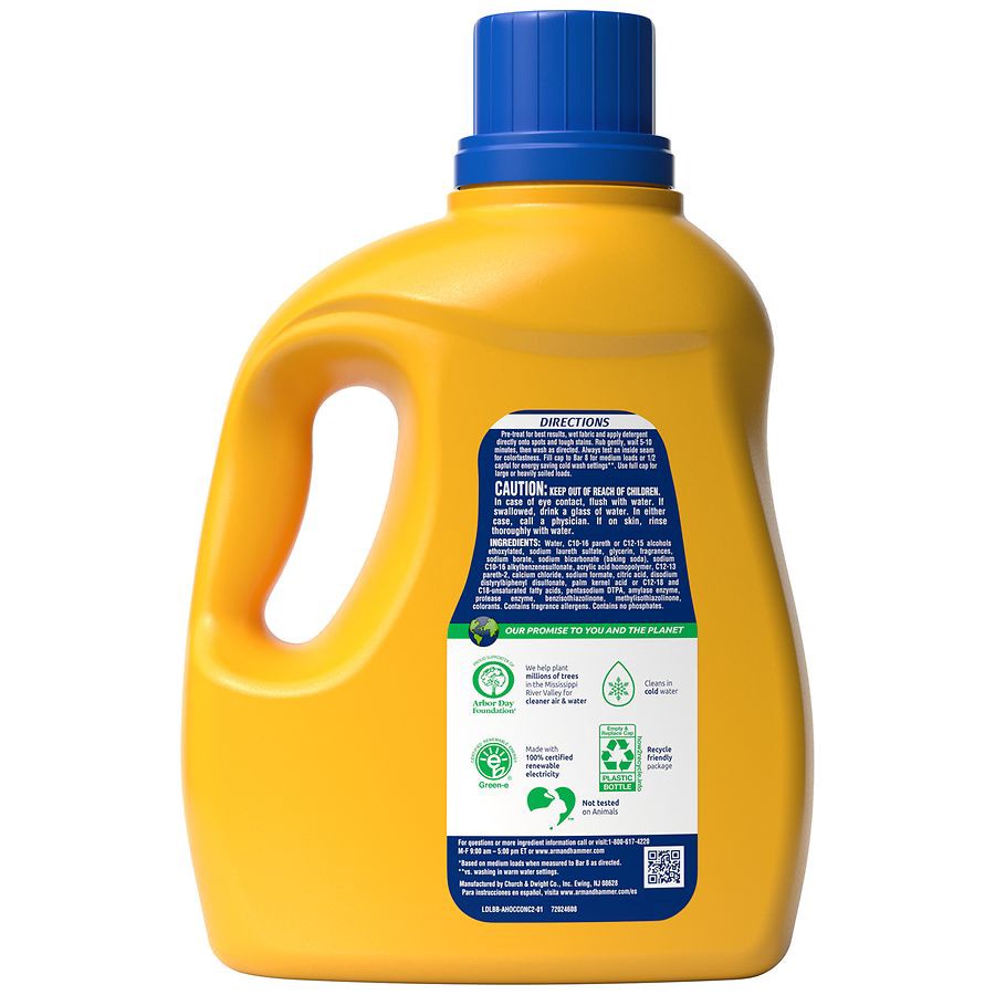 slide 3 of 5, ARM & HAMMER Plus OxiClean Fresh Scent, 77 Loads Liquid Laundry Detergent, 100.5 Fl oz, 100.5 fl oz