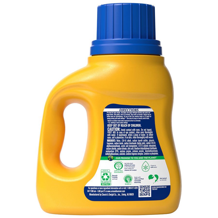slide 5 of 5, ARM & HAMMER Plus OxiClean Fresh Scent, 21 Loads Liquid Laundry Detergent, 27.5 Fl oz, 27.5 fl oz