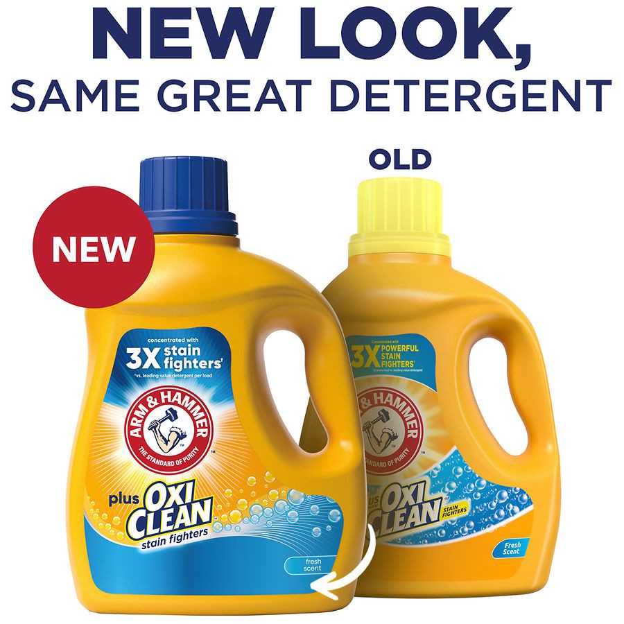 slide 2 of 5, ARM & HAMMER Plus OxiClean Fresh Scent, 21 Loads Liquid Laundry Detergent, 27.5 Fl oz, 27.5 fl oz