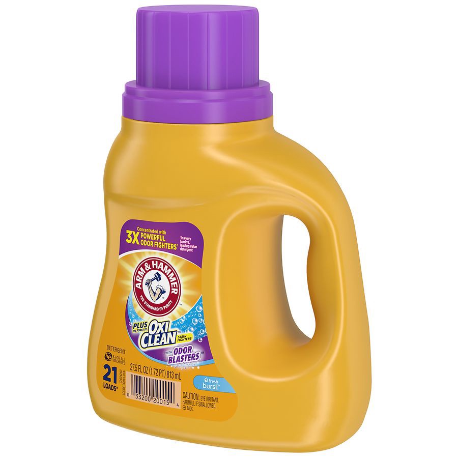 slide 5 of 5, ARM & HAMMER Plus OxiClean Odor Blasters Fresh Burst, 21 Loads Liquid Laundry Detergent, 27.5 Fl oz, 27.5 fl oz