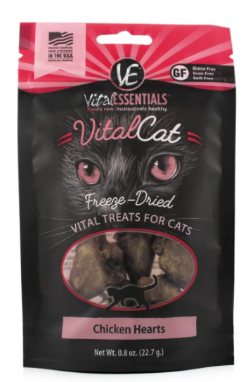 slide 1 of 1, Vital Essentials Cat Chicken Hearts Freeze Dried Treats,., 8 oz