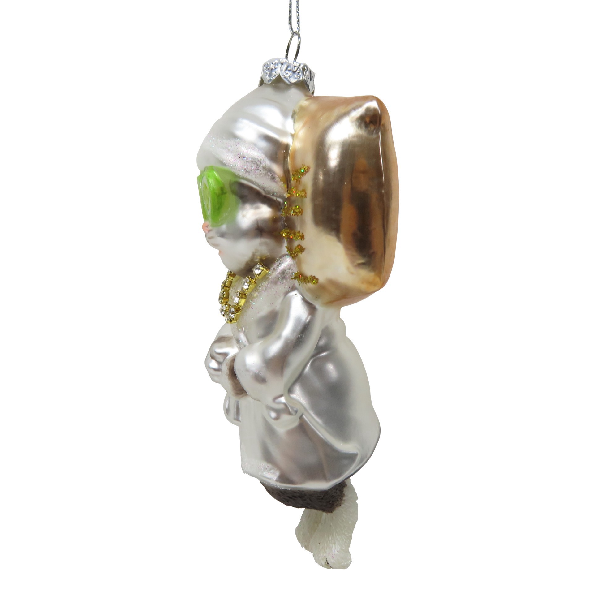 slide 2 of 4, 5.25" Silver Spa Cat Glass Ornament By Ashland, 2.75 in x 1.5 in x 5.25 in