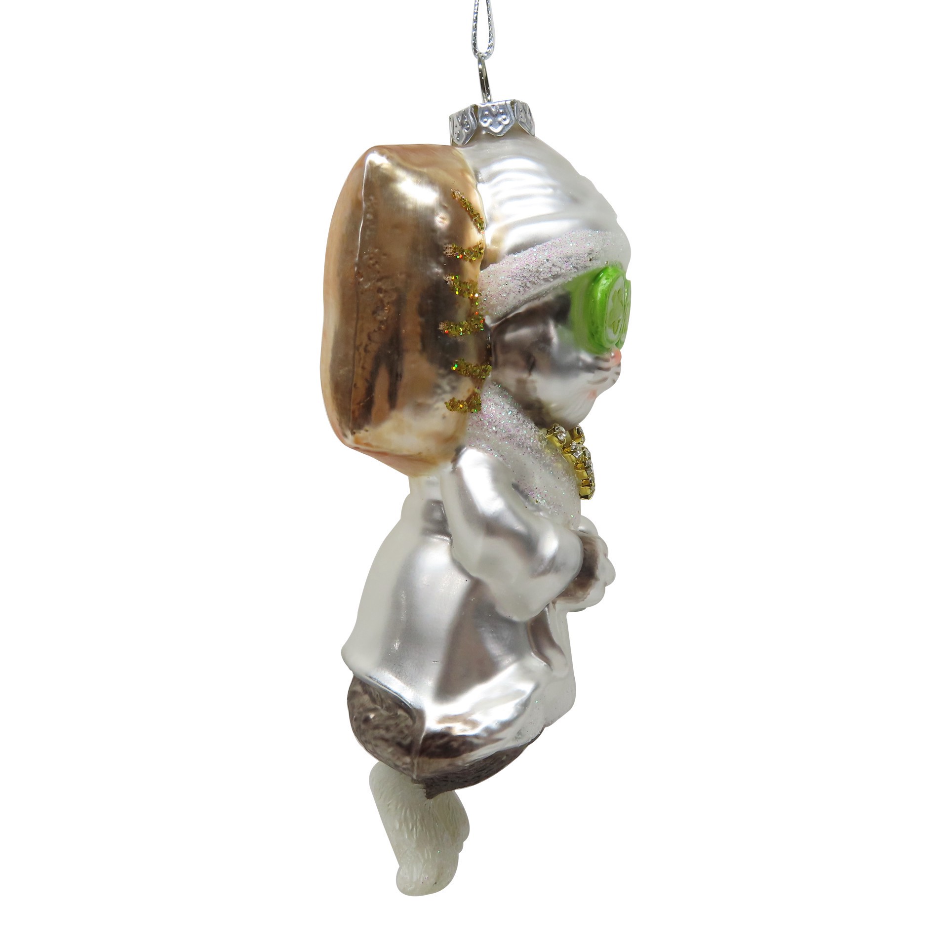 slide 3 of 4, 5.25" Silver Spa Cat Glass Ornament By Ashland, 2.75 in x 1.5 in x 5.25 in