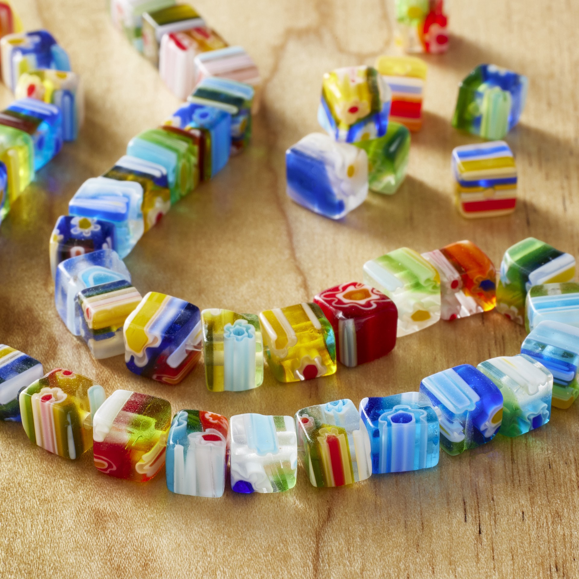 slide 2 of 3, Multicolored Millefiori Glass Cube Beads, 6mm By Bead Landing, 6 mm