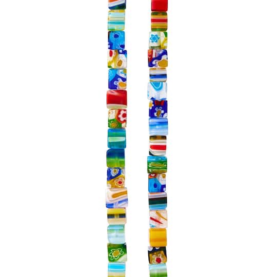 slide 1 of 3, Multicolored Millefiori Glass Cube Beads, 6mm By Bead Landing, 6 mm