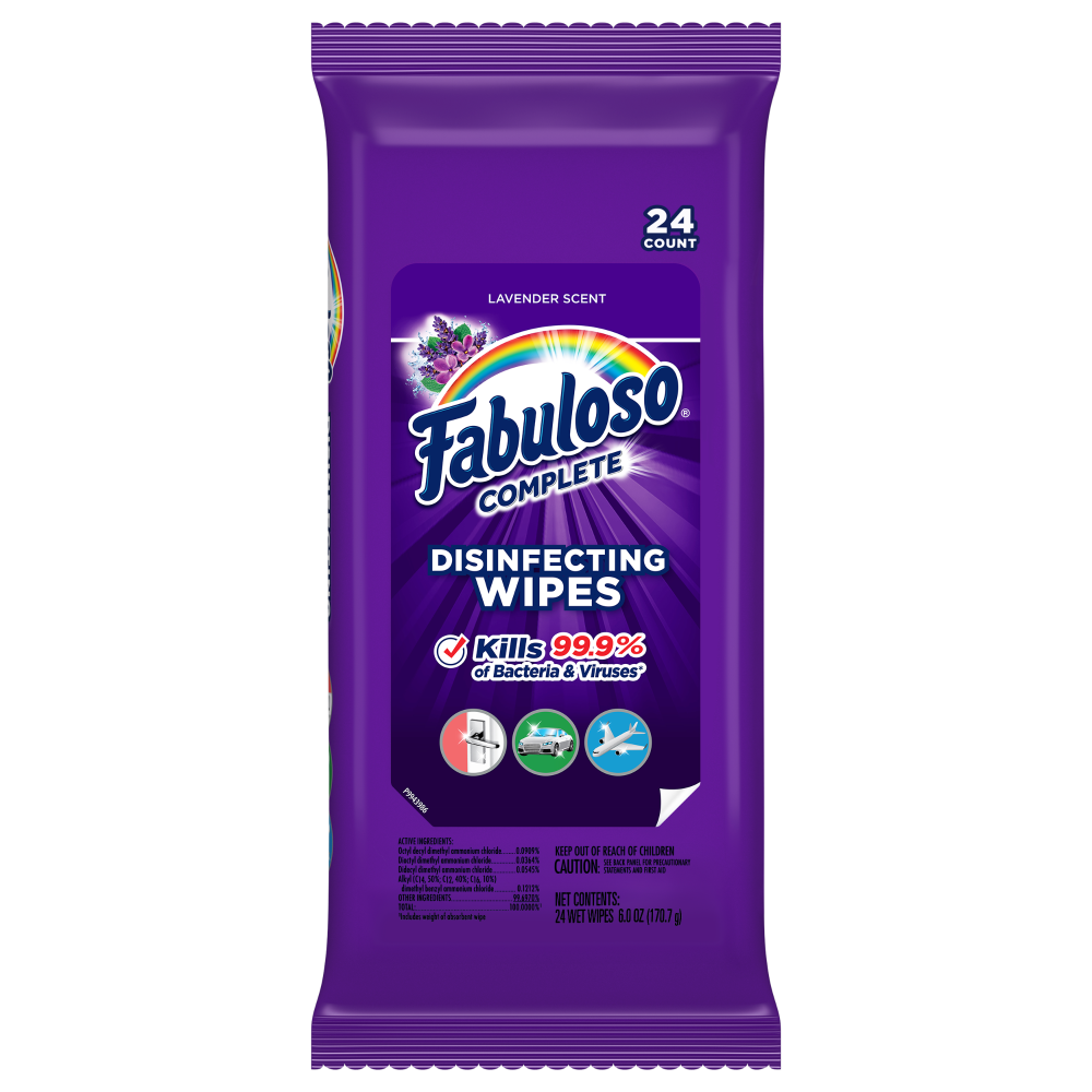 slide 1 of 1, Fabuloso Complete Lavender Scent Disinfecting Wipes, 24 ct