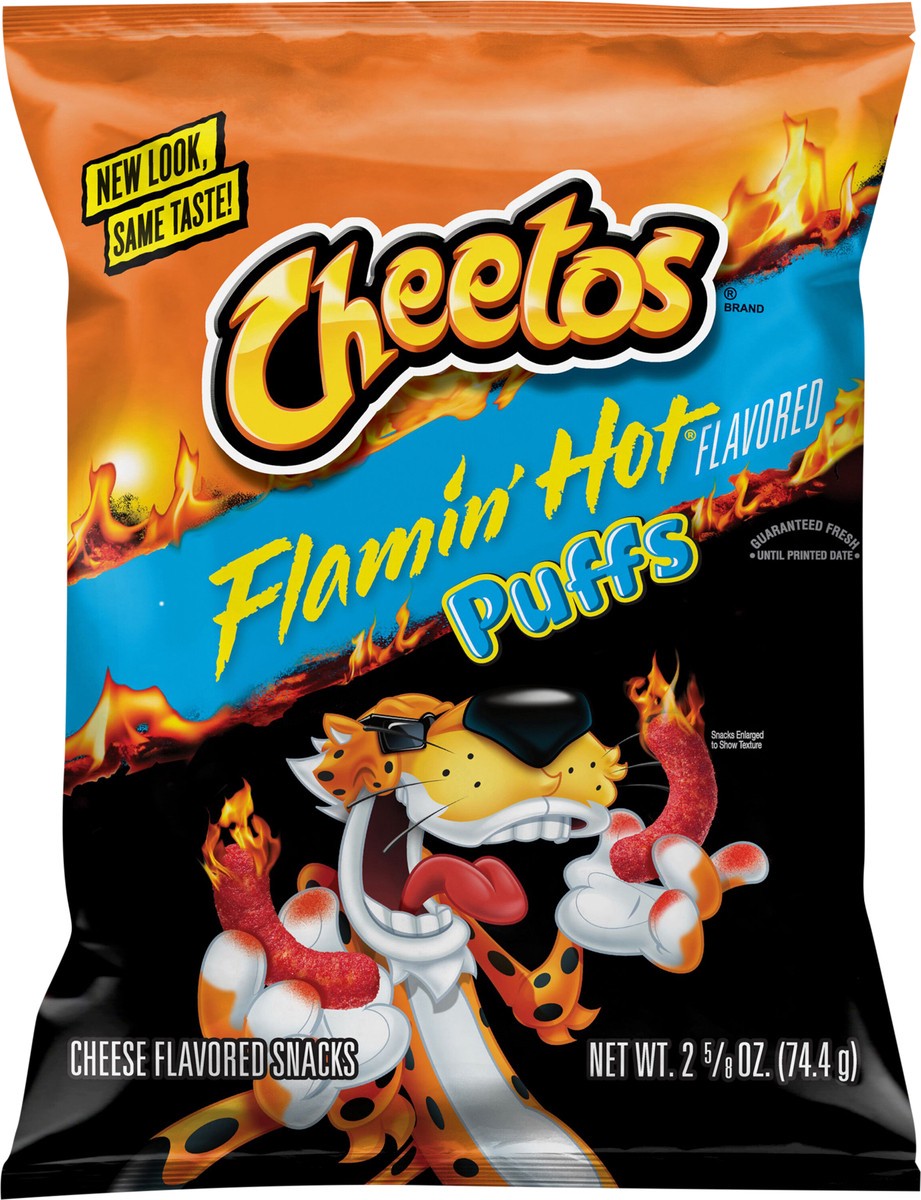 slide 5 of 8, Cheetos Puffs Cheese Flavored Snacks Flamin' Hot Flavored - 2.62 oz, 2.62 oz