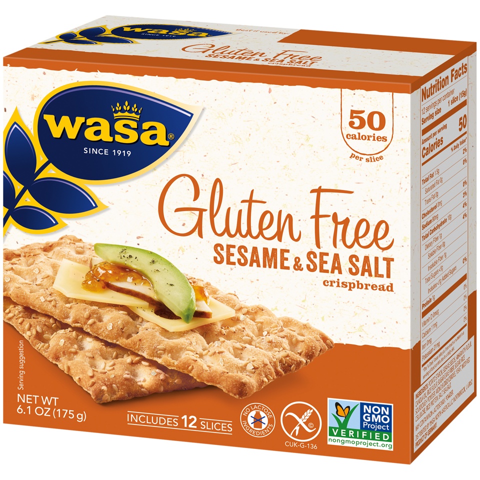 slide 4 of 8, Wasa Gluten Free Sesame Sea Salt Crispbread, 6.1 oz