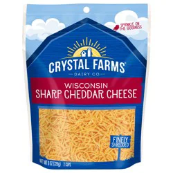 Crystal Farms Finely Shredded Wisconsin Sharp Cheddar Cheese, 8 oz