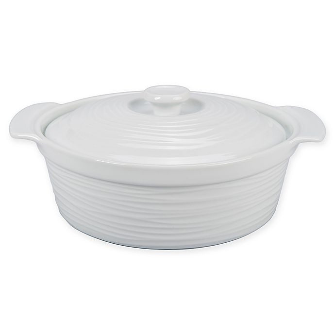 slide 1 of 1, Kalihari Round Casserole Dish with Lid - White, 2 qt
