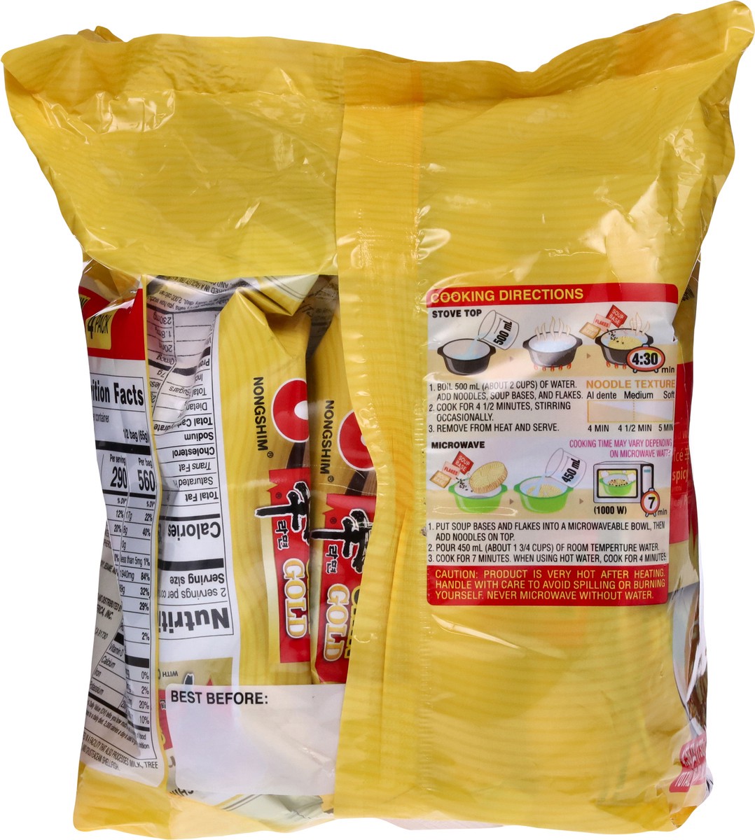 slide 12 of 13, Nongshim Premium Shin Gold with Chicken Broth Ramyun Noodles with Seasoning Mix 4 ea, 4 ct