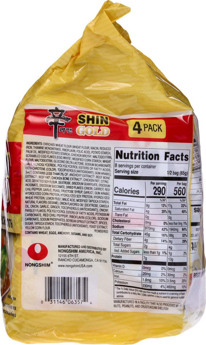 slide 8 of 13, Nongshim Premium Shin Gold with Chicken Broth Ramyun Noodles with Seasoning Mix 4 ea, 4 ct