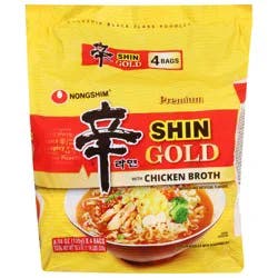 Nongshim Premium Shin Gold with Chicken Broth Ramyun Noodles with Seasoning Mix 4 ea