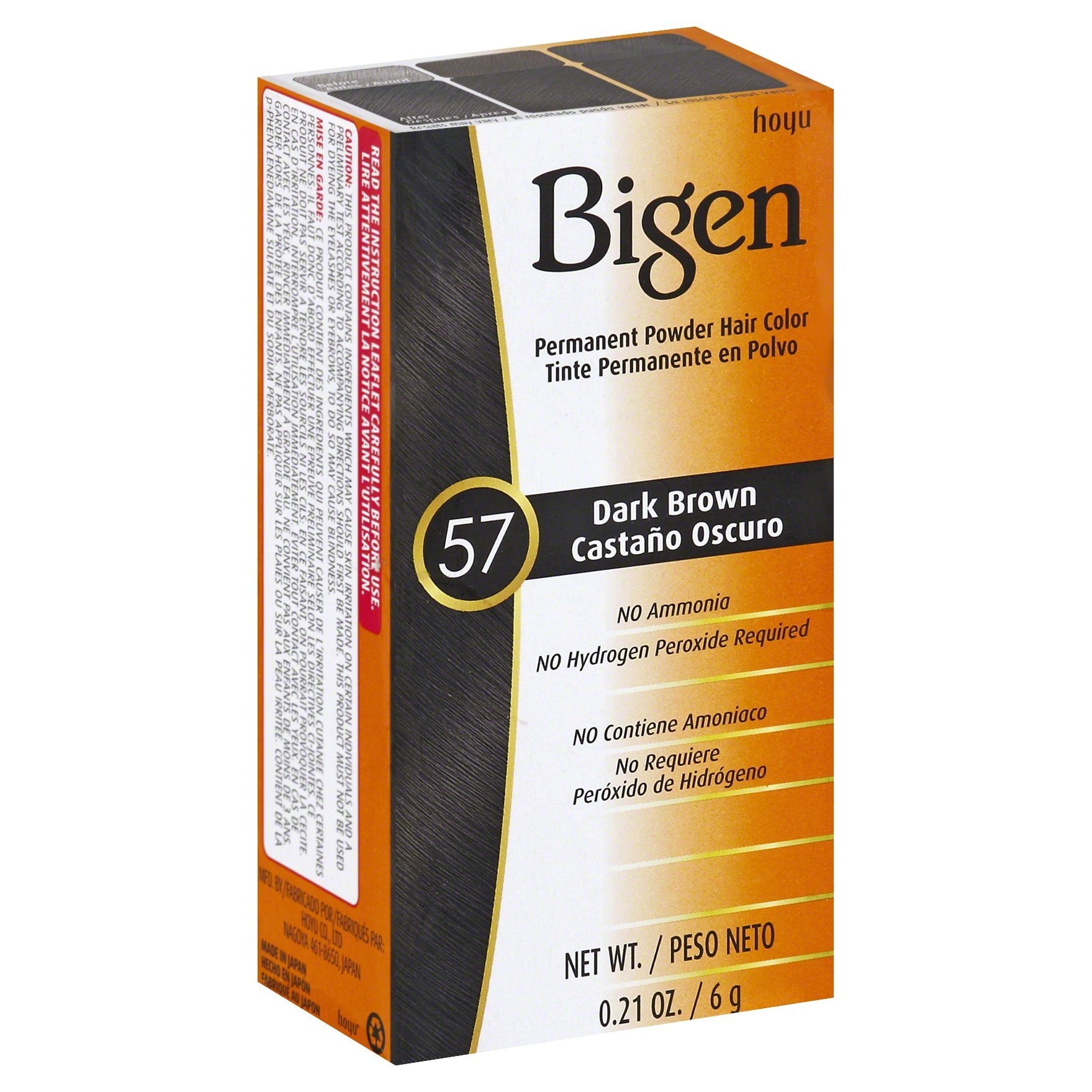 slide 1 of 1, Bigen Hair Color 57 Dark Brown, 0.21 oz