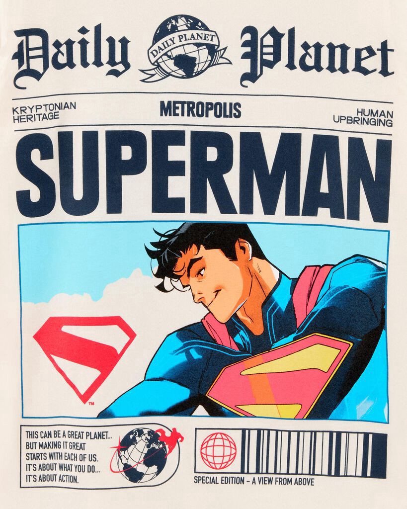 slide 2 of 2, Carter's Kid Super-Man Newspaper Tee - Ivory Ivory 4, 1 ct