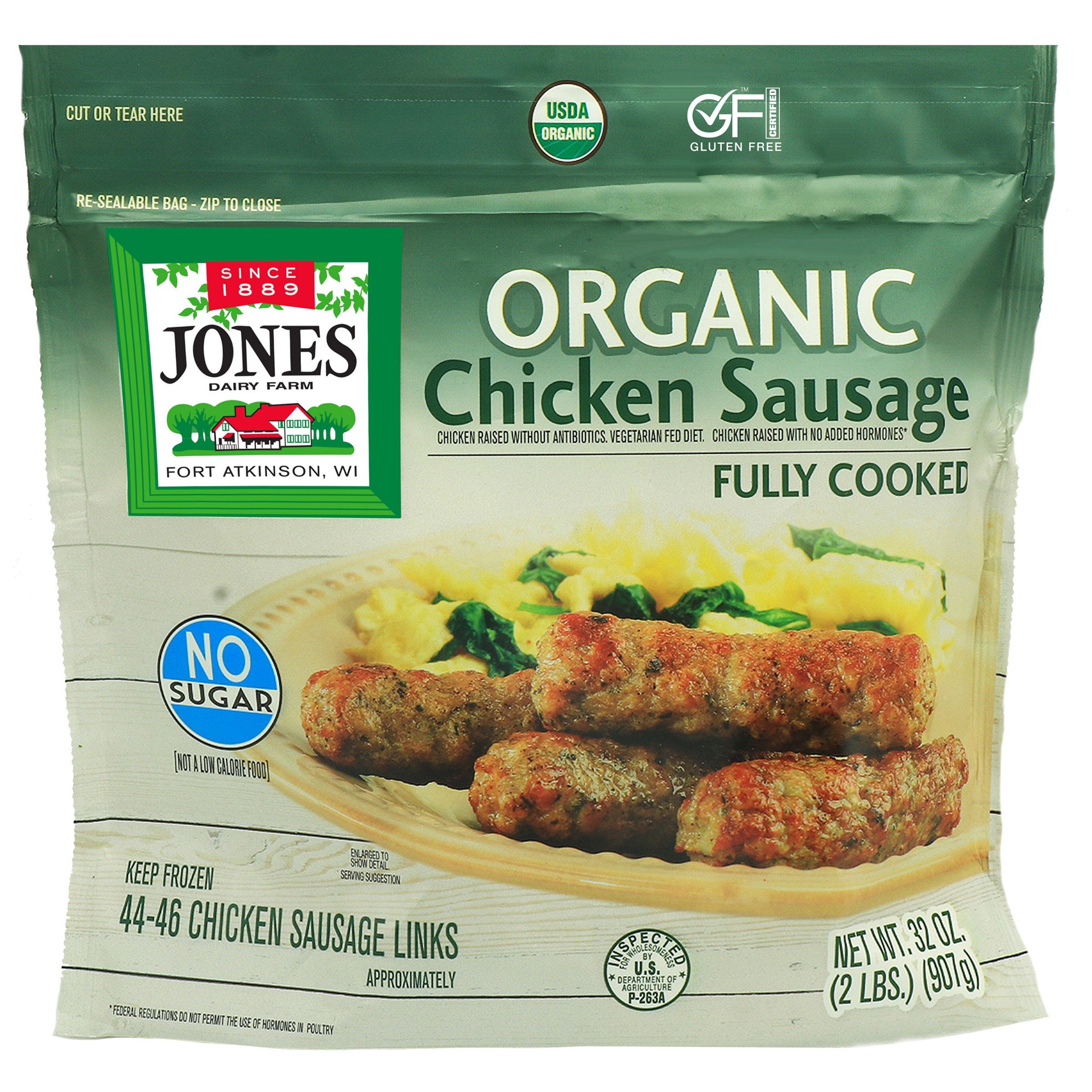 slide 1 of 1, Jones Dairy Farm Organic Chicken Sausage Links, 2 lbs, 