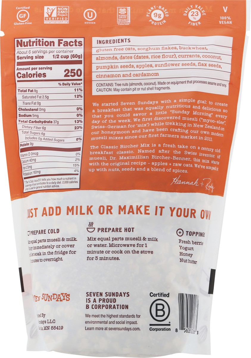 slide 9 of 12, Seven Sundays Unsweetened Muesli Bircher Cereal, 12 oz