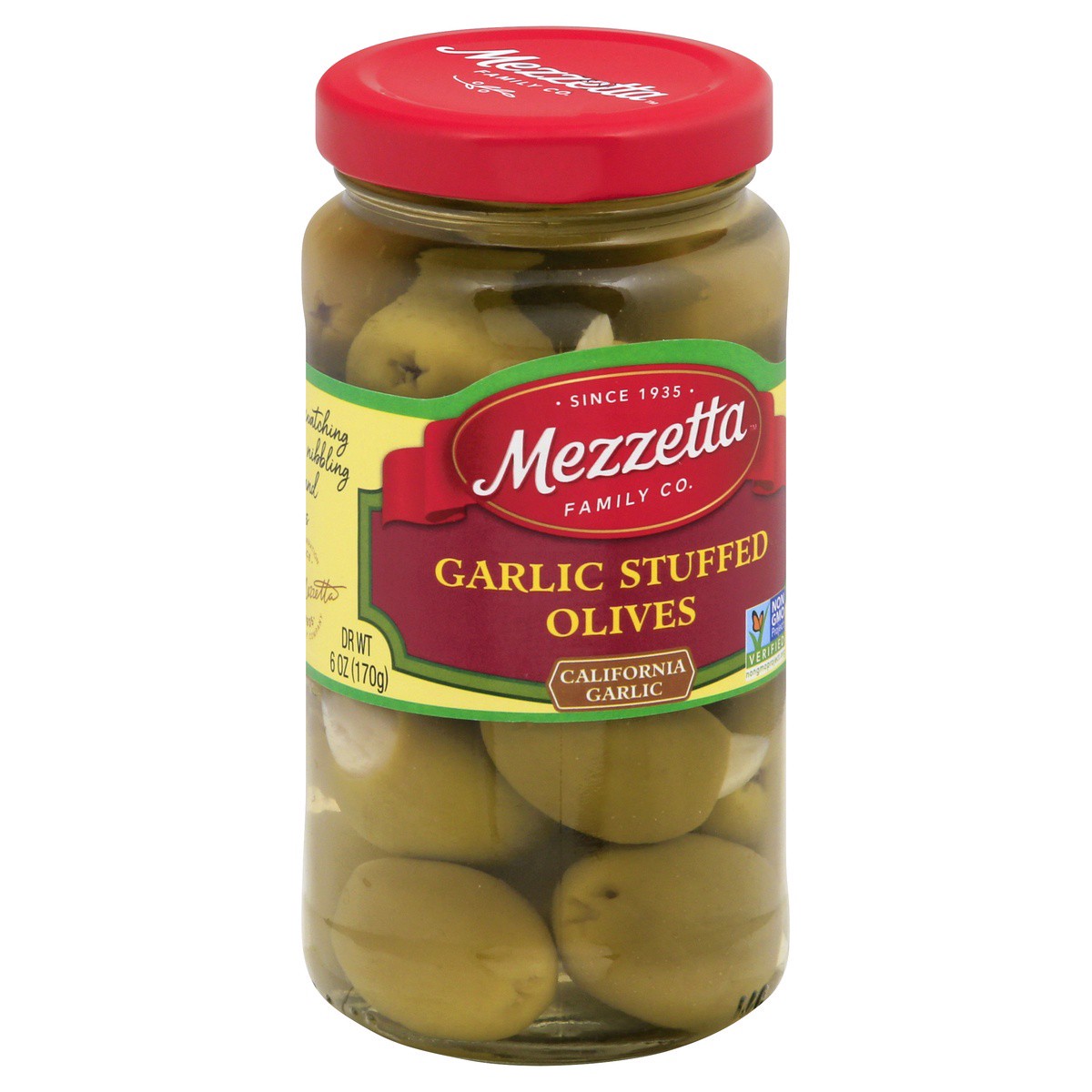 slide 1 of 7, Mezzetta Garlic Stuffed Olives, 6 oz Dr. Wt., 6 oz