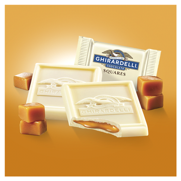 slide 6 of 17, GHIRARDELLI White Chocolate Squares with Caramel Filling, 5 oz