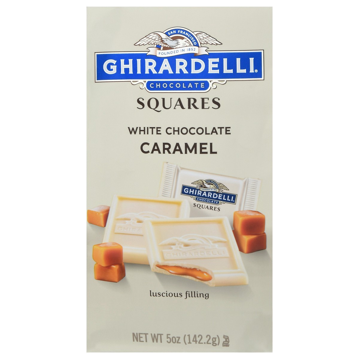 slide 1 of 17, GHIRARDELLI White Chocolate Squares with Caramel Filling, 5 oz