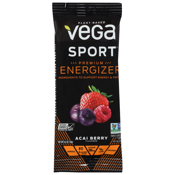 slide 1 of 1, Vega Sport Energizer Acai Berry Each Pkt, 0.6 oz