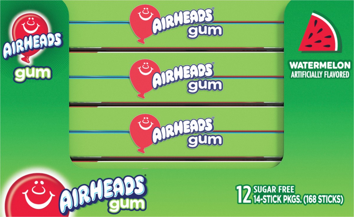 slide 13 of 13, Airheads Gum 14pc Wallet, Watermelon, 12ct Box, 12 ct