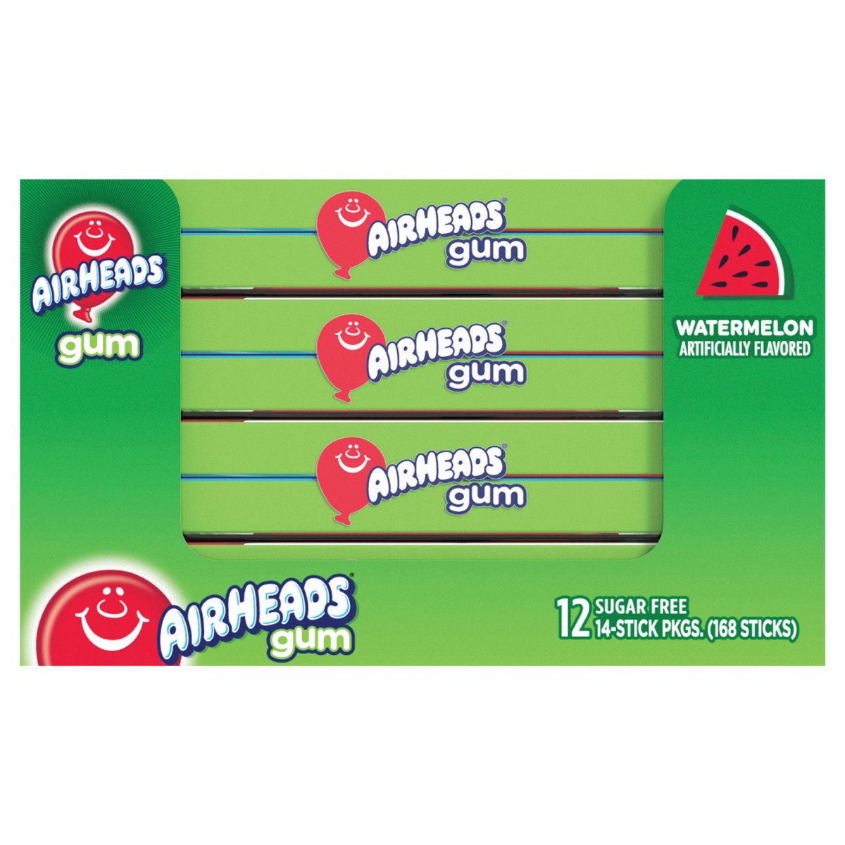 slide 1 of 13, Airheads Gum 14pc Wallet, Watermelon, 12ct Box, 12 ct