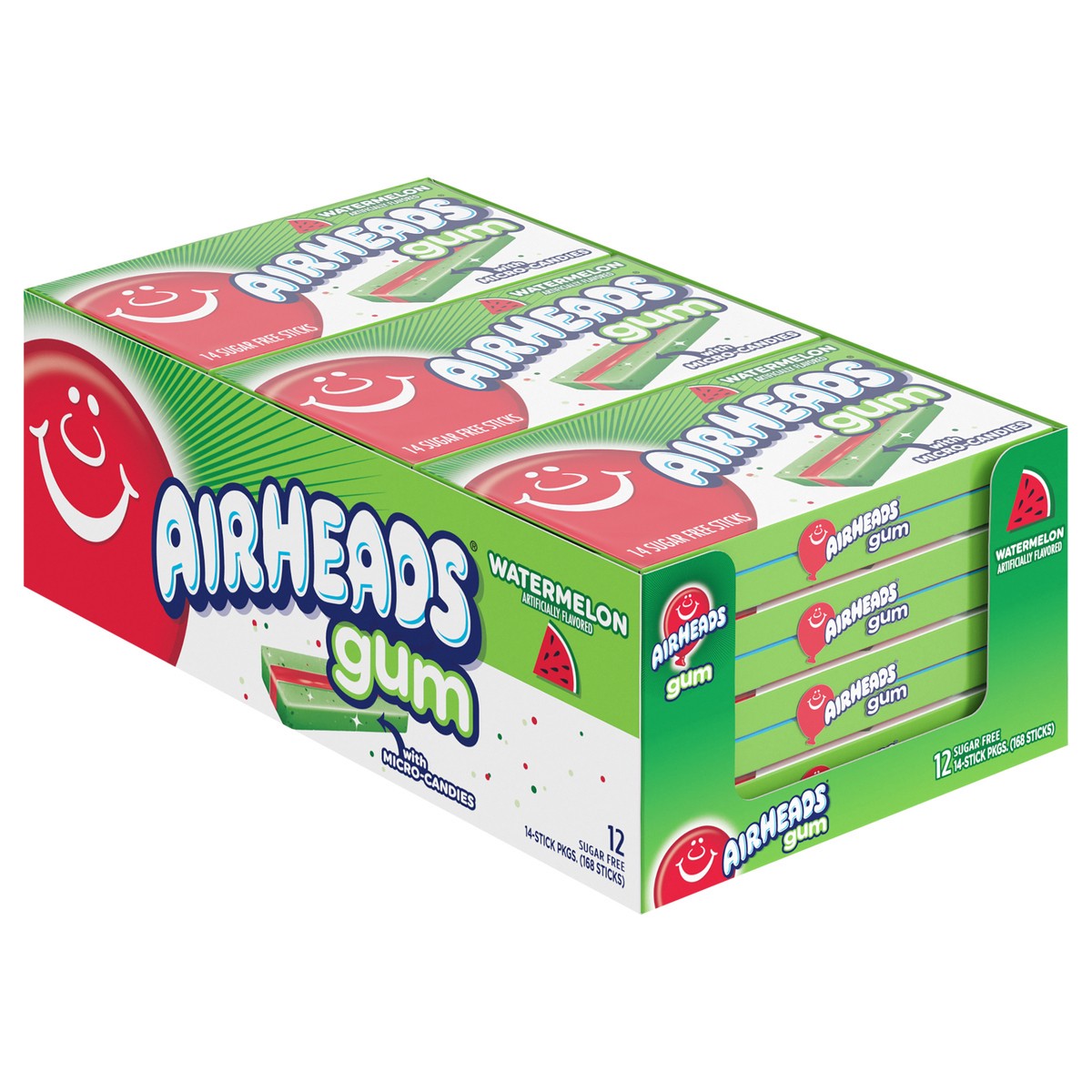 slide 6 of 13, Airheads Gum 14pc Wallet, Watermelon, 12ct Box, 12 ct