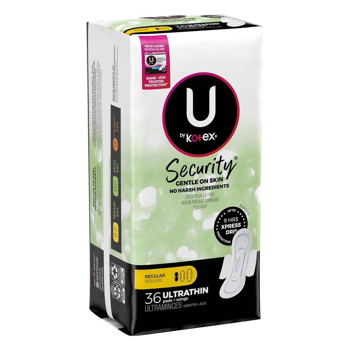slide 6 of 9, U by Kotex Clean & Secure Ultra Thin Pads with Wings, Regular Absorbency, 36 Count, 36 ct