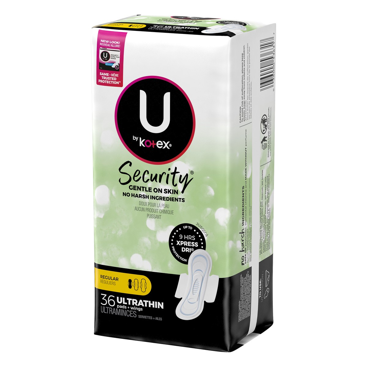 slide 5 of 9, U by Kotex Clean & Secure Ultra Thin Pads with Wings, Regular Absorbency, 36 Count, 36 ct