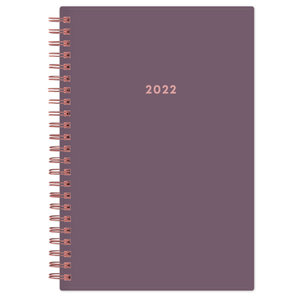 slide 1 of 5, Blue Sky Weekly/Monthly Pp Safety Wirebound Planner, 5'' X 8'', Rebekah Cool/ Solid Purple, January To December 2022, 5 in